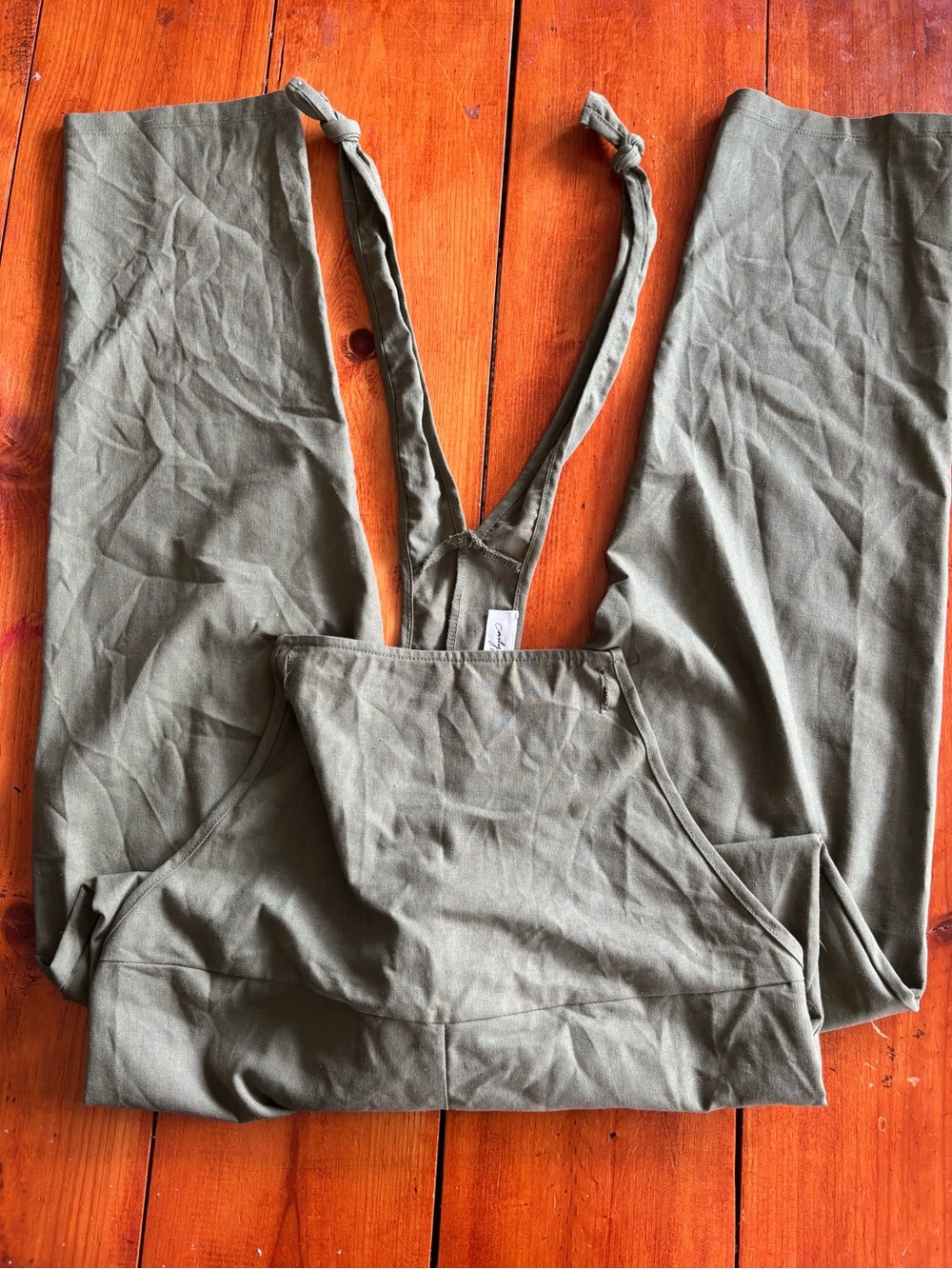 Carly Jean Los Angeles Olive Utility Jumpsuit with Tie Straps